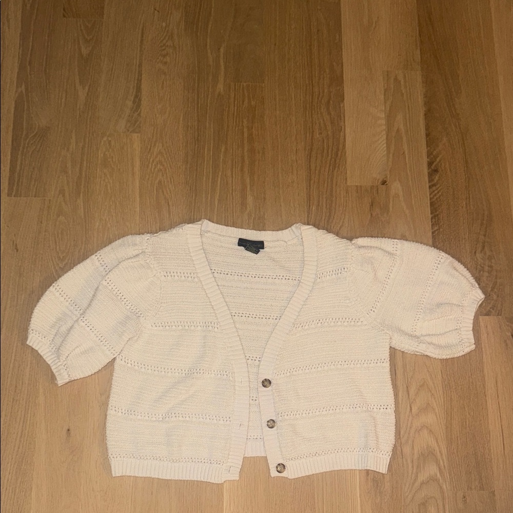House of Harlow 1960 Cream Short-Sleeve Knit Cardigan